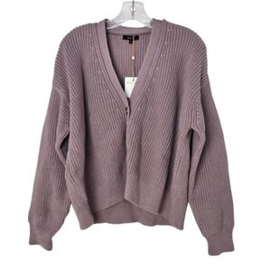 Quince 100% Organic Cotton Fisherman Boxy Cropped Cardigan Vintage Rose Pink